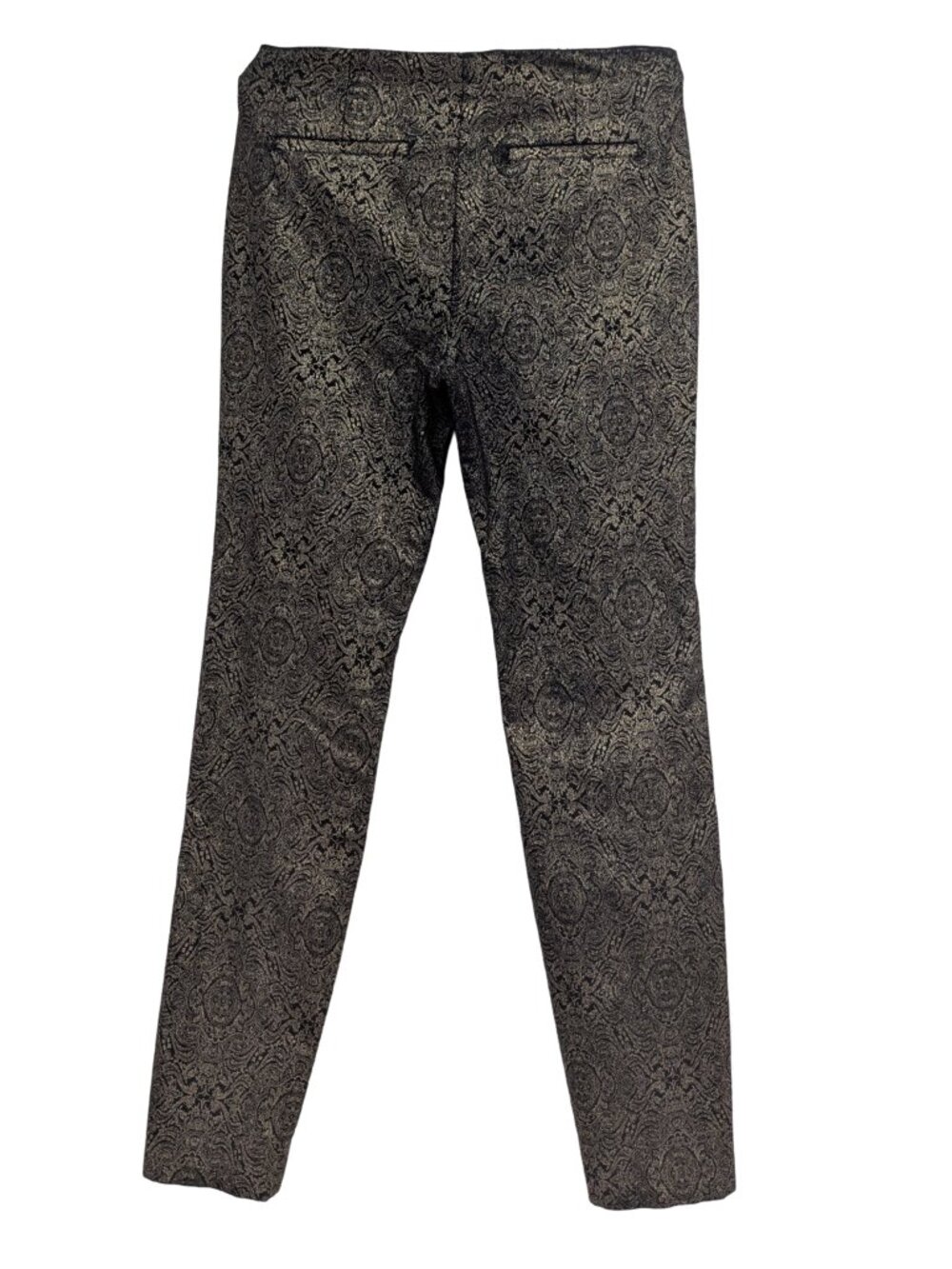 Alfani Black Gold Metallic Baroque Jacquard Mid Rise Pants Size 4 - Picture 3 of 8